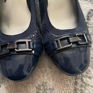 Anne Klein Navy Mesh Wedges